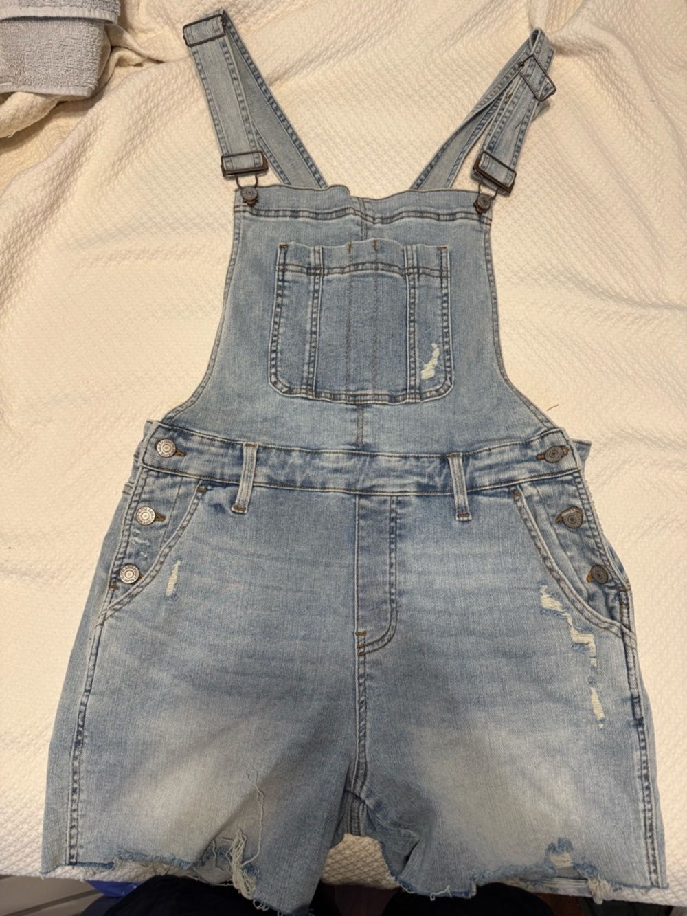 Judy Blue Light Blue Distressed Denim Shorts Overalls